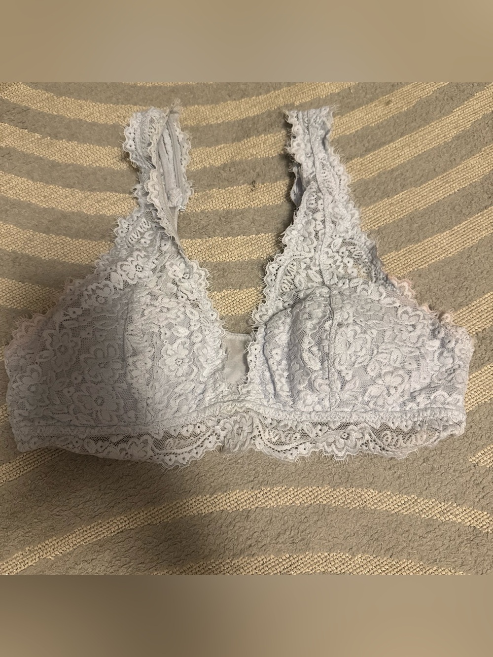 aerie White Floral Lace Bralette